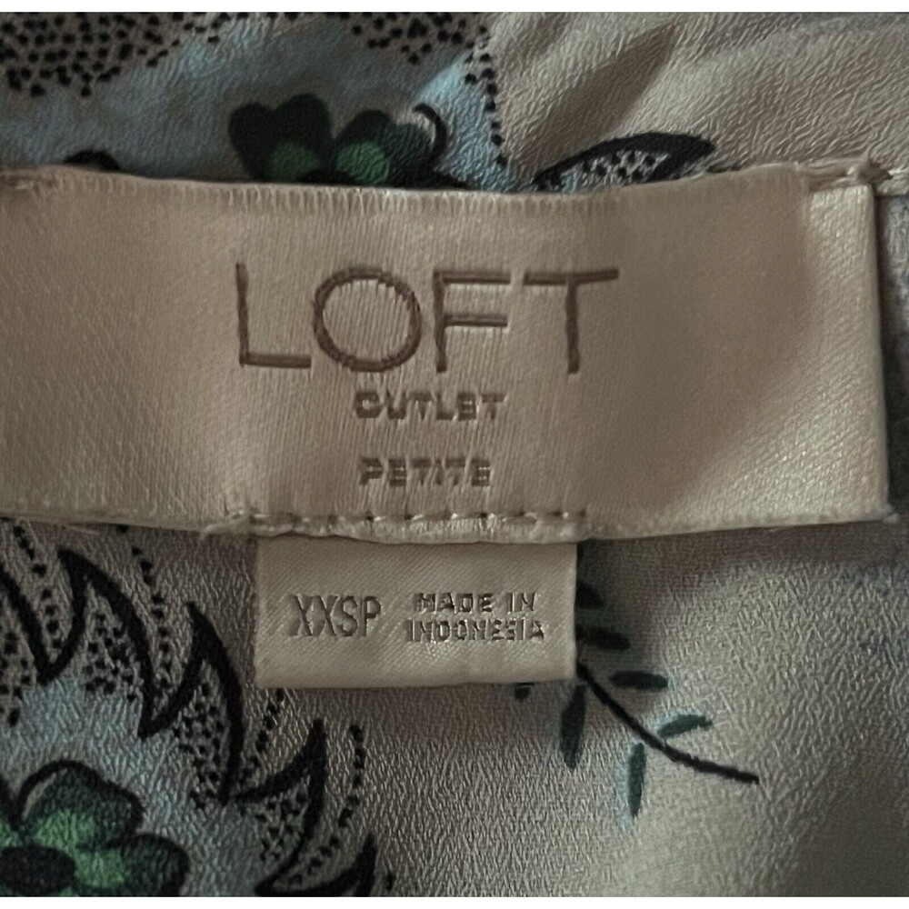 LOFT Floral Paisley Sleeveless Tank Top Blouse Womens XXSP Grey Green Blue Y2K - Picture 3 of 6